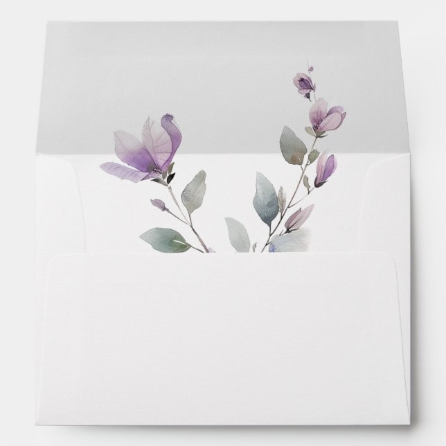 Enveloppe Script floral simple aquarelle mariage (Dos (Bas))