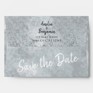 Enveloppe Script gris moderne Enregistrer la date Adresse de