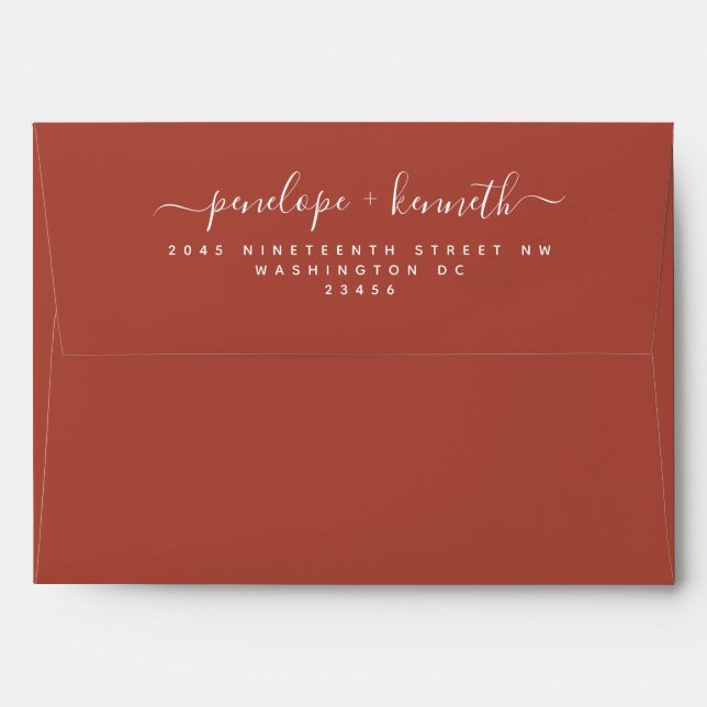Enveloppe Script minimal Mariage d'art floral | Terracotta I (Dos (Haut rabat))
