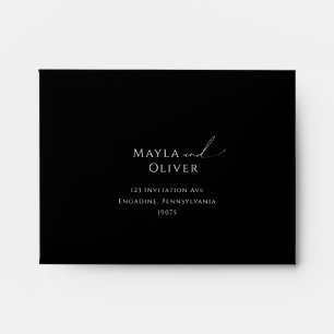 Enveloppe Script minimal Whimsical noir auto-adressé RSVP