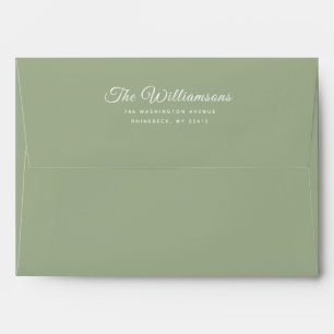 Enveloppe Script moderne 5 x 7 Adresse de retour Sage Vert