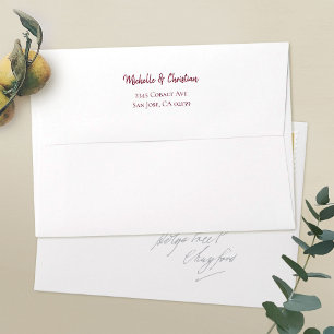 Enveloppe Script moderne 5 x 7 White Return Adresse