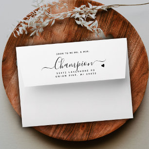 Enveloppe Script Moderne Bientôt Être Mariage Adresse de ret