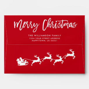 Enveloppe Script moderne de brosse Star Père Noël Joyeux Noë