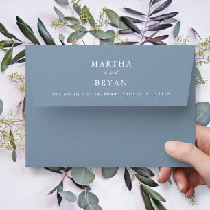 Enveloppe Script moderne Dusty Blue Mariage Adresse de retou