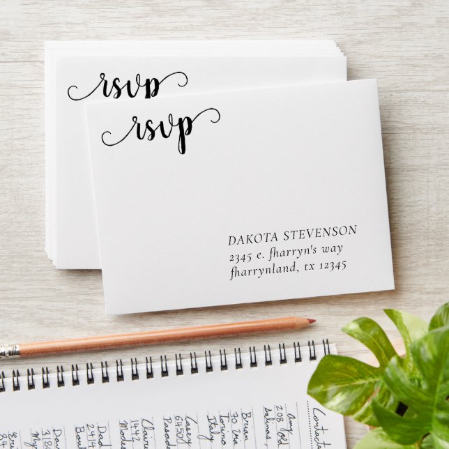 Enveloppe Script moderne simple | Adresse de retour RSVP cla (Stacked)