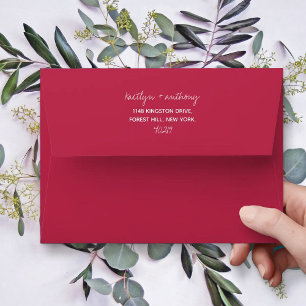 Enveloppe Script moderne Viva Magenta Mariage minimaliste