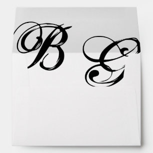 Enveloppe Script noir et blanc 5x7 Faire-part de mariage
