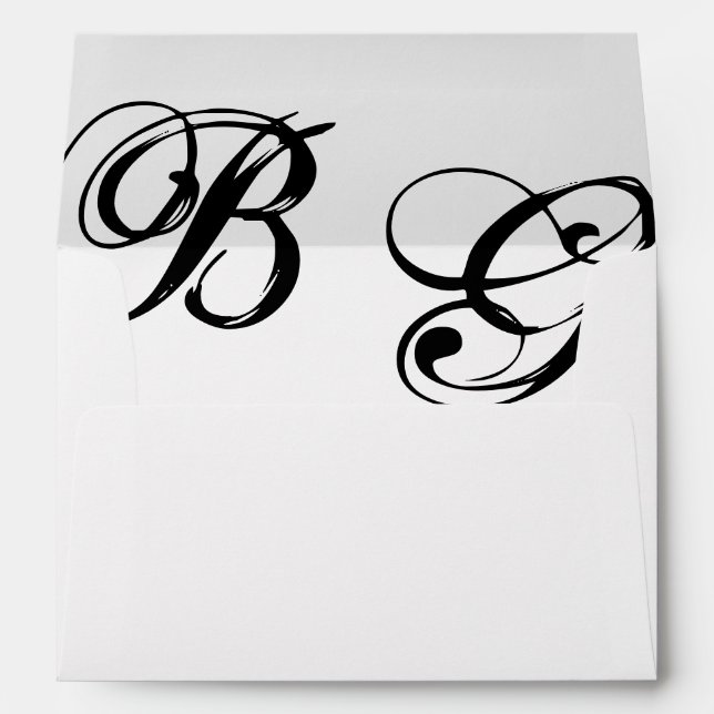 Enveloppe Script noir et blanc 5x7 Faire-part de mariage (Dos (Bas))
