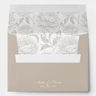 Enveloppe Script Pale Taupe Monogramme Crest