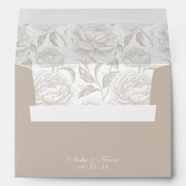 Enveloppe Script Pale Taupe Monogramme Crest (Dos (Bas))