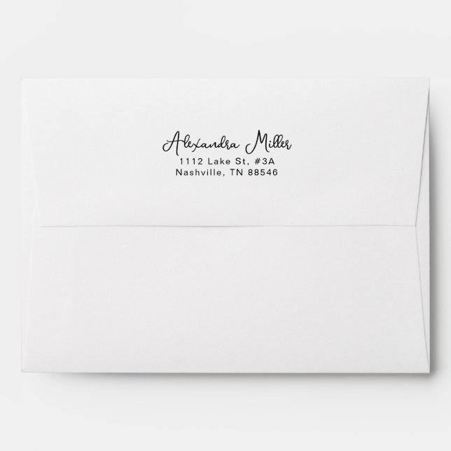 Enveloppe Script simple moderne Nom du monogramme personnali (Dos (Haut rabat))