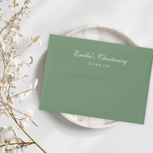 Enveloppe Script simple pour le baptême et le baptême vert