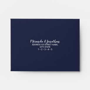 Enveloppe Scripts modernes Nautical Navy Blue Wedding RSVP