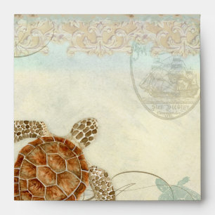 Enveloppe Sea Turtle Modern Coastal Ocean Beach Swirls