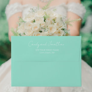 Enveloppe Seafoam Style simple Mariage moderne Script