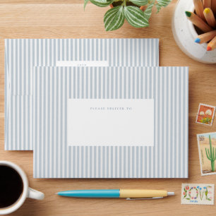 Enveloppe Seersucker bleu blanc rayé mignon simple