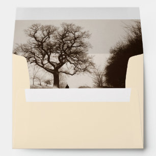 Enveloppe sépia photo d'arbres dans la neige hivernale