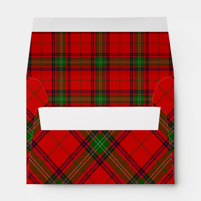Enveloppe Seton tartan rouge vert plaid (Dos (Bas))