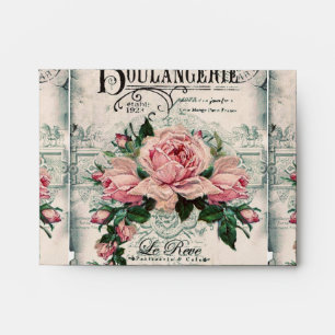 Enveloppe shabby chic, découpage, victorien, français chic,