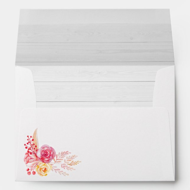 Enveloppe Shabby Chic Rustique Bois Blush Rose Invitation (Dos (Bas))