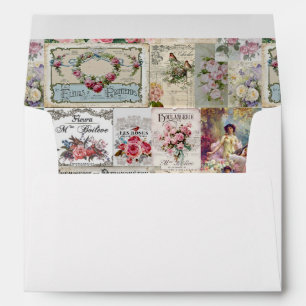 Enveloppe Shabby collage chic, campagne victorienne, découpa