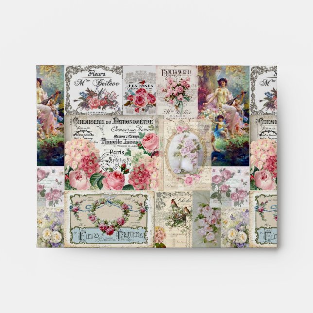 Enveloppe Shabby collage chic, campagne victorienne, découpa (Devant)