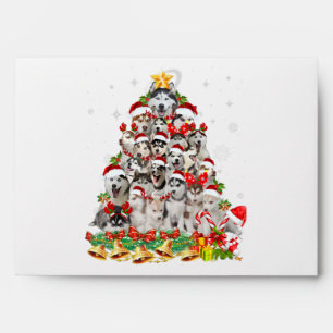 Enveloppe Siberian husky christmas tree lights dog