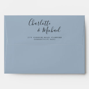 Enveloppe Signature Script Dusty Blue Mariage Adresse de ret