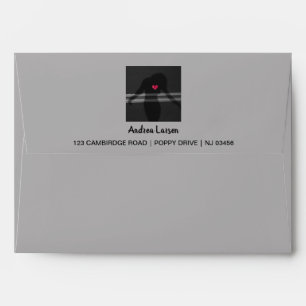 Enveloppe Silhouette de la femme, Coeur des fleurs et amour