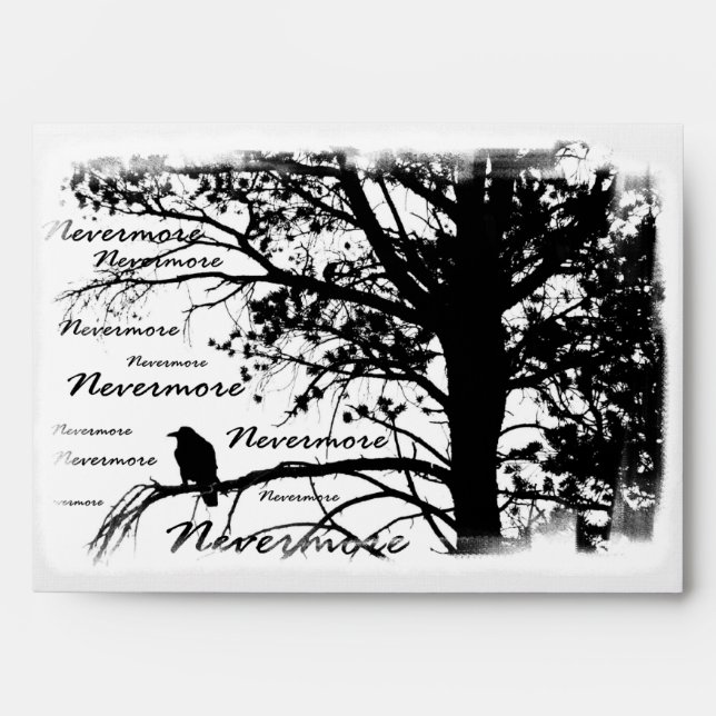 Enveloppe Silhouette noir et blanc de Nevermore Raven (Devant)