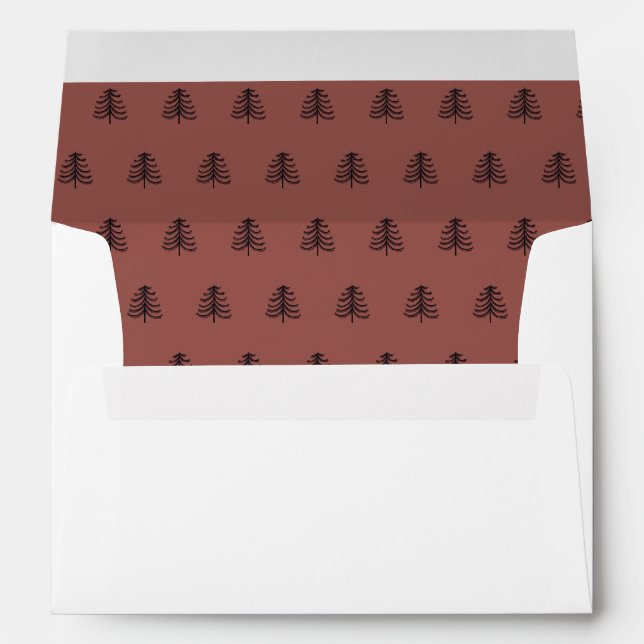 Enveloppe Silhouettes de Noël rustique saisonnier Arbres noi (Dos (Bas))