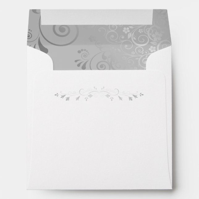 Enveloppe Silver Floral Filigree Élégant Mariage Carré (Dos (Bas))