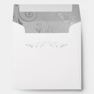Enveloppe Silver Floral Filigree Élégant Mariage Carré