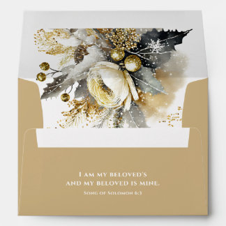 Enveloppe Silver Gold Noël hiver Bible Verse Mariage