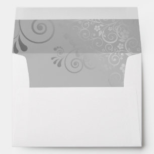 Enveloppe Silver Grey Élégant Floral Filigree Ornat Mariage