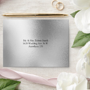 Enveloppe Silver Metallic Moderne Élégant Mariage chic