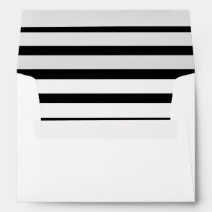 Enveloppe Simple Adresse de Retour à Rayures Noires et Blanc
