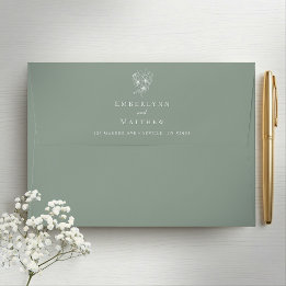 Enveloppe Simple Adresse de Retour Botanique Vert Sauge Mari