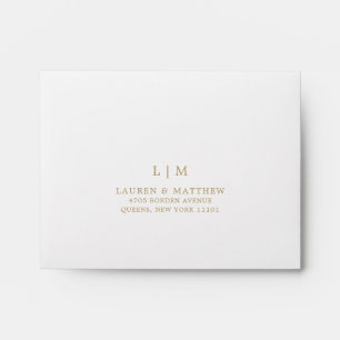 Enveloppe Simple Antique Monogramme Or Élégant Mariage RSVP