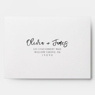 Enveloppe Simple Black & White Calligraphy Wedding