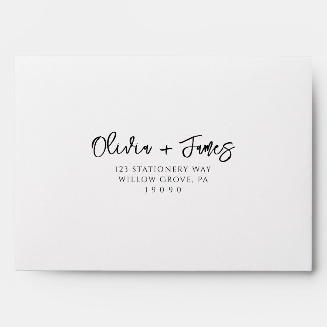 Enveloppe Simple Black & White Calligraphy Wedding (Devant)