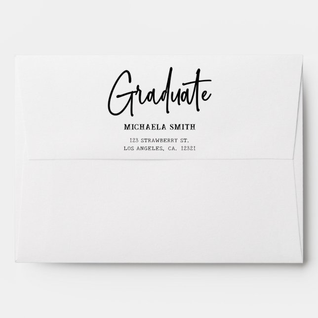 Enveloppe Simple Black White Math Retourner l'adresse Gradua (Dos (Haut rabat))