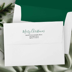 Enveloppe Simple Blanc et Vert Chasseur 5x7 Adresse de Retou