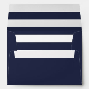 Enveloppe Simple bleu blanc rayé doublé bleu marine
