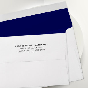 Enveloppe Simple bleu marine foncé Adresse de retour Ligné