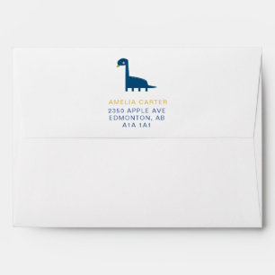 Enveloppe Simple Blue Dinosaur Cute Baby shower C'est un gar