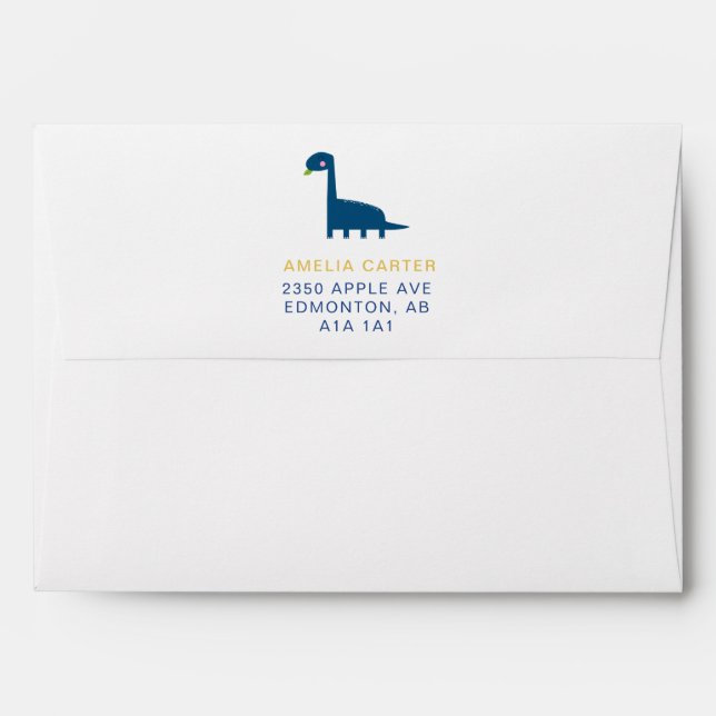Enveloppe Simple Blue Dinosaur Cute Baby shower C'est un gar (Dos (Haut rabat))