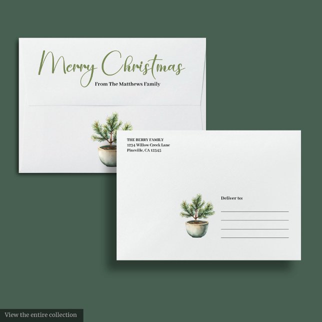 Enveloppe Simple Boho Botanical Scandinavian Christmas Mail (Simple Boho Botanical Scandinavian Christmas Envelope)