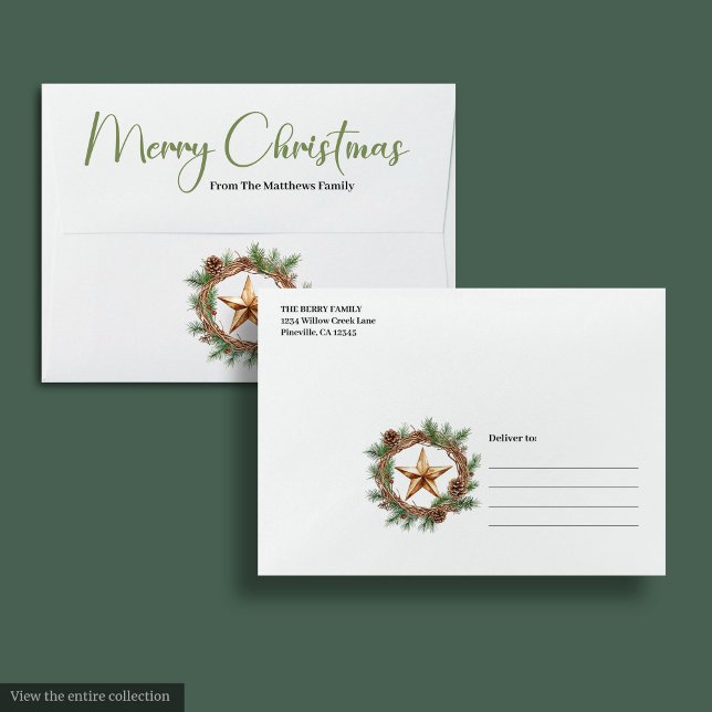 Enveloppe Simple Boho Pine Wreath Christmas Envelope Style (Simple Boho Pine Wreath Christmas Envelope Style

)